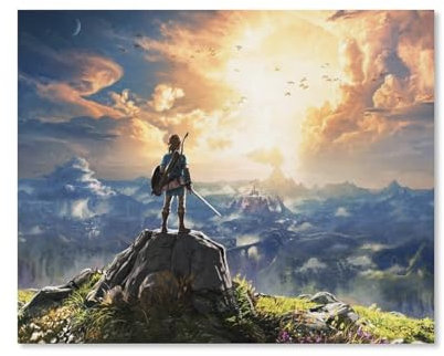 HAIDU 5D Diamond Painting Cartoon The Legend Of Zelda Breath Of The Wild Wandkunst Bild Kunstdruck Malerei Landschaft Home Wall Decor(Round Diamond) 30x40cm-55