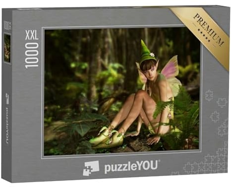 Puzzle 1000 Teile XXL „Dschungel-Szene mit Fee, 3D-Grafik“ – aus der Puzzle-Kollektion Fantasy