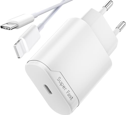 Schnellladegerät für iPhone 14 Pro Max, 13 Pro Max, 12 Pro Max, 11 Pro Max, 14 Plus, 13 Mini, 12 Mini, X, XR, XS, SE, Original-Ersatz Netzteil 20W USB C iPhone Ladekabel Ladegerät Super Fast Charging