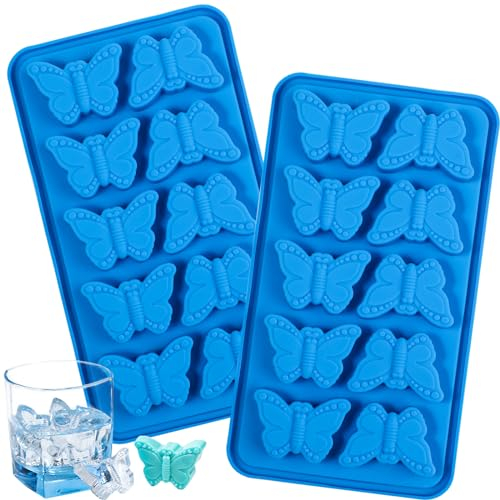 Webake Butterfly Ice Cube Tray Silicone Chocolate Moulds 2 Pcs 10 Cavity Butterfly Ice Cube Moulds for Ice Cube, Chocolate, Soap, Jelly, Cake Decoration