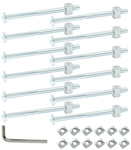 Biaungdo Viti a cilindro M6 x 90 mm con attacco esagonale, per mobili, culla, lettino, con chiave (argento, 12 pezzi)