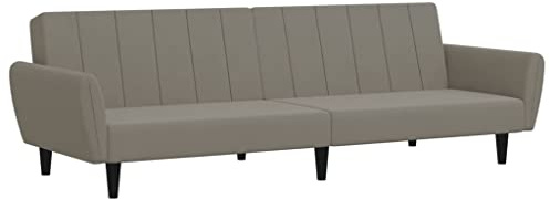 vidaXL Schlafsofa 2-Sitzer, Sofa mit Holzrahmen, Schlafcouch für Wohnzimmer Heimkino Büro, Couch Sofabett Tagesbett Gästebett, Hellgrau Samt