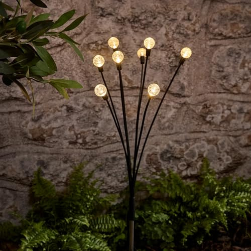 Lights4fun Single Solar Powered LED Wavy Bubble Garden Pathway Decorative Stake Light Outdoor IP44 Rated