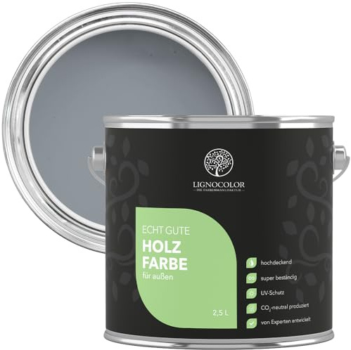 Lignocolor Holzfarbe Außen matt | wetterfeste Farbe für den Außenbereich (Silbergrau matt, 750ml) | hochdeckend & hochbeständig
