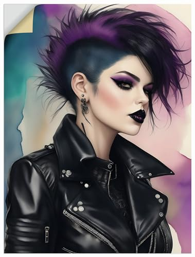ARTland Wanddeko Wandtattoo selbstklebende Vinylfolie 45x60 cm Punk Woman Punkrock Gothic Style Damen Mode Steampunk New Wave U5EU