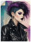 ARTland Wanddeko Wandtattoo selbstklebende Vinylfolie 45x60 cm Punk Woman Punkrock Gothic Style Damen Mode Steampunk New Wave U5EU