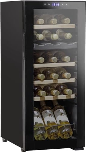 18 Bottle Dual Zone Freestanding Wine Cooler Fridge - LED Backlit Black & Glass