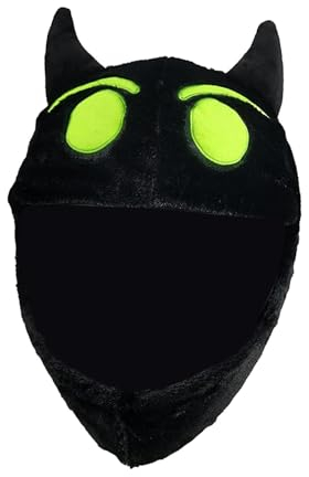 Teufel Motorradhelm-Überzug, niedlich, kreativ, für Männer und Frauen, Plüsch-Helmüberzug, Grün, 55-60 cm