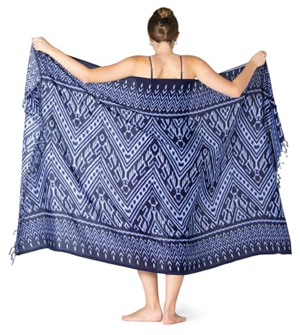 PANASIAM Sarong Tuch Damen & Herren - L & XXL Pareo Tuch - Lunghi Kiowa | Multifunktionstuch als Wickelrock, Strandkleid oder Bikini Cover-up aus 100% Viskose, XL Hüfttuch, Wandbehang, Saunatuch