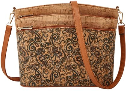 Tuokrisa Naturkork Umhängetasche Handtasche Vintage Crossbody Umhängetasche, Mehrfarbig B