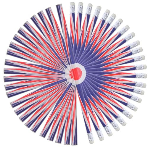 Operitacx 60 Matite Bandiera britannica Union Jack Con Gomma - Patriottici Per Bambini, Regali di Festa, Ufficio, Rientro