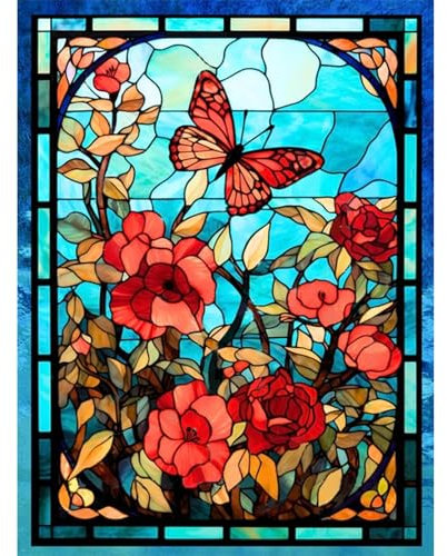 Diamond Painting Blume-5D Diamond Painting Erwachsene,Blumen Diamond Painting Bilder für Home Wand Dekor(Schmetterlinge,30x40cm)