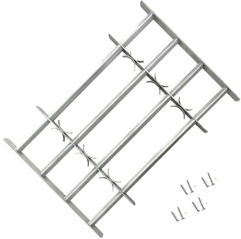 Bulliing Grate per Finestre Regolabili 4 Barre Trasversali 500-650 mm,Grate per Finestre Antiscasso,Estensibili Zincate in Acciaio Inferriate di Sicurezza