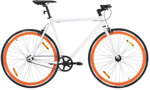 Fixed Gear Bike, Single Speed Fixie Fahrrad, leicht, Fancy Bike, hochfester Stahlrahmen, Hardtail-Fahrrad für Erwachsene, 700c, Weiß und Blau, 59 cm