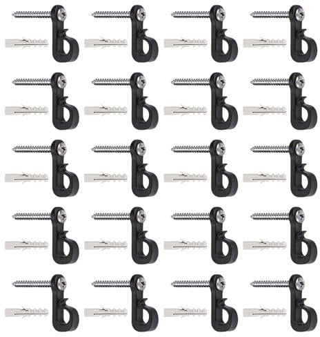 QUETTO 20 Pcs Heavy Duty Outdoor Hooks Black Metal Hanging Hooks for Festoon Lights Garden Fence Patio & Backyard Decor (Durable Rust Proof Design)
