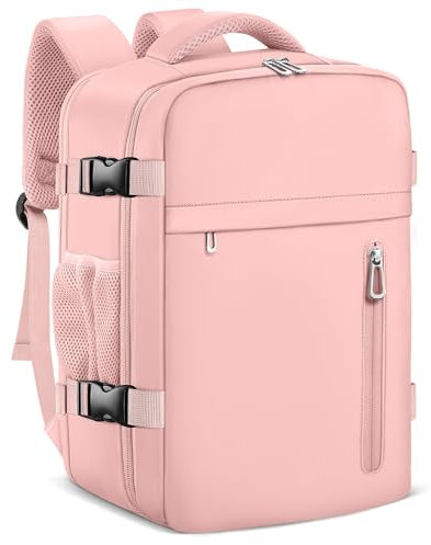 OTAHGK Zaino da Viaggio 40 × 20 × 25 per Ryanair, Bagaglio a Mano Sotto il Sedile Aereo Borsa da Cabina Voli Zaini Casual Valigia Ufficio Scolastico Lavoro Borse Adatto a Laptop da 14 pollici-Rosa
