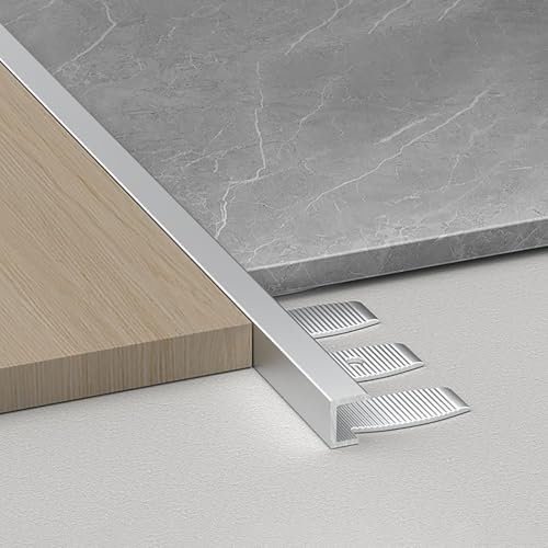 Raouoae Abschlussleiste 135cm 2 Stück Biegbares Abschlussprofil Aluminium Eloxiert C-Form Profil Fliesenkanten Schutz Einfassprofil Für Kreative Fliesenverlegung(Silber,Hoch: 5.5mm)