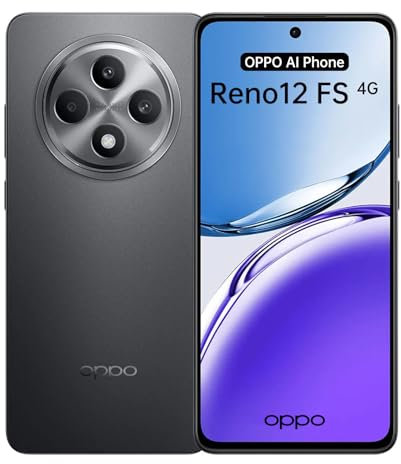 OPPO Reno12 FS 4G Smartphone IA Desbloqueado, Octa-Core 8+512GB Teléfono, 120Hz Pantalla OLED de 6,67, Qualcomm 685, Cámara AI 50+8+2MP, SUPERVOOC 45W, Batería 5000mAh, Protección IP64, NFC, Gris