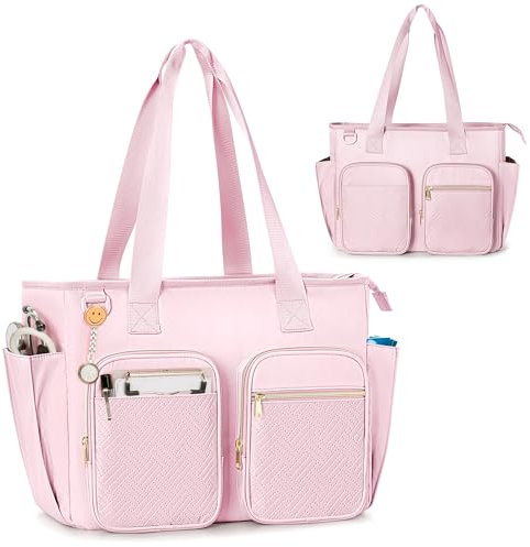Prokva Krankenschwestern Tragetasche Kliniktasche Leer, Große Krankenschwester Arbeittasche Passend für 15,6 Laptop, für Krankenpflegeschüler, Medizinische Assistenten Häusliche Pflege Reisen, Rosa