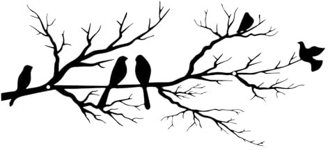 HENGBIRD Wandbilder Metall mit Vögeln, Wanddeko Metalldeko Wand, Wandbild Metall Silhouette Wand Deko, Art Vögel Zweigen Wandbehang Wanddekoration für Wohnzimmer, Balkon, Garten (43x18.6CM)