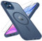 TQIAHF Magnetic Phone Case for iPhone 11 Case with 2 Tempered Glass Screen Protector Compatible with MagSafe Military Grade Shockproof Translucent Matte Cover Slim Phone Case for iPhone 11,Blue