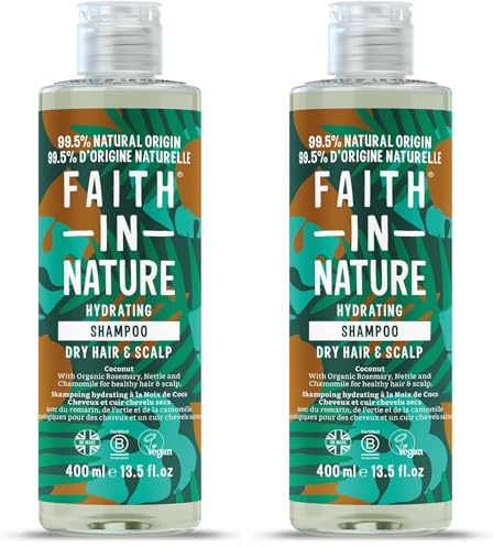 Shampooing Naturel à la Noix de Coco Faith In Nature, Hydratant, Vegan & Cruelty Free, Sans Parabènes & SLES, Pour Cheveux Normaux à Secs, 400ml (Lot de 2)
