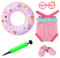 Schwimm Set für Puppen, Puppenkleidung Sommer mit Höhlenschuhe, Sonnenbrille, Schwimmring und Pumpe, Puppen Badeanzug Set für 36-43cm Baby Puppen für Badespaß an Heißen Sommertagen,Rosa