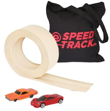 Speed Track 5m Desert Sand Flexible Toy Car Track with 2 Diecast Cars and Storage Bag - Indoor & Outdoor Flexible Car Race Track for Loops, Jumps, Ramps with Suction Cups for Windows, Doors