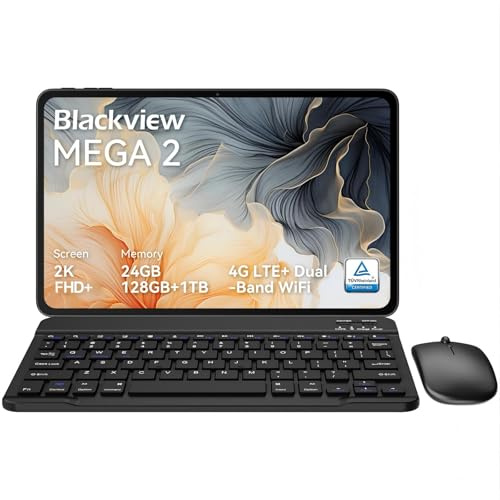 Blackview Android 16 Tablet da 13 Pollici MEGA8, 6GB RAM+128GB ROM, Display FHD 2K 90Hz Grande, Tablet PC da Gaming, Octa Core T620, Fotocamera Dual AI 50MP+13MP, Batteria 11000 mAh, 4G LTE+5G WiFi