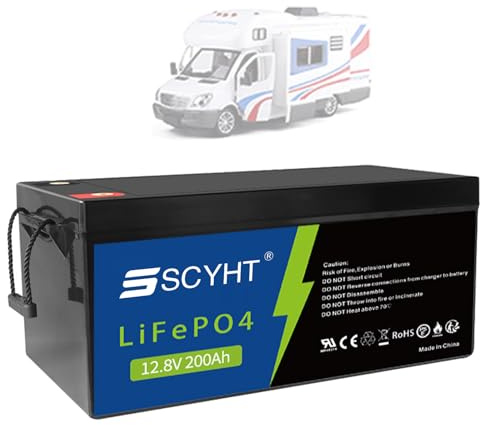 SSCYHT LiFePO4 Battery 12.8V 200Ah Lithium Battery 200Ah Deep Cycle Batteries 12.8V Replacement Batteries for RV Solar Travel Trailer with Handle for 500W - 2560W Motors