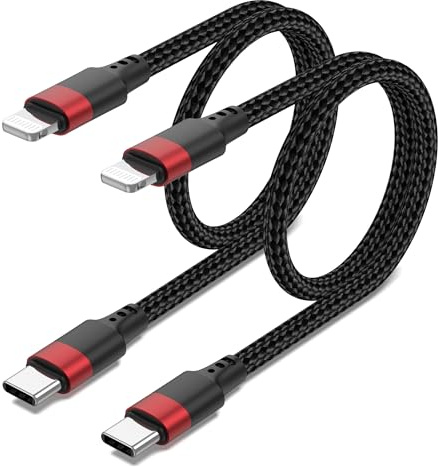 Bkduice USB C auf Lightning Kabel Kurz 60cm [2 Stück], MFi-Zertifiziert iPhone Carplay Kabel PD Kurzes USBC auf Lightning Schnellladekabel für iPhone 14 13 12 11 Mini Pro Max XS XR X Plus SE