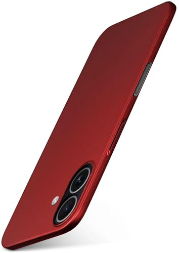 moex für iPhone 17 Hülle Ultra Dünn, Schutzhülle mit erhöhtem Kameraschutz, Slim Cover Hardcase Backcover, Dünnste Handyhülle Minimalistisch Alpha Case, Matt Rot