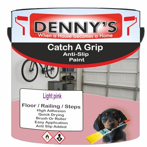 SCOOBYS PAINTS BACK IN THE MIX Catch A Grip Anti Slip Floor Paint – Non Slip Coating for Steps, Railings & Garages – 170 Colours, High Adhesion, Quick Dry, Multiple Sizes (Light pink, 250ml Tin)
