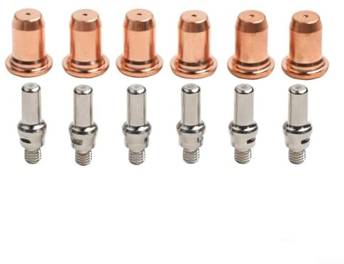 Plasmaschneider-Verbrauchsmaterialien, 6er-Pack 1,1 mm Düse für Plasmaschneider, Elektroden- und Düsen-Kit, Ersatzbrennerteile für IPT 60, Kupferelektrode für PT-60, für industrielles Metallschneiden