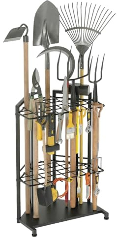 Gartengerätehalter Gartenwerkzeug-Organizer für Garage Schuppen & Hof | Praktisches Aufbewahrungsregal mit Haken zur Ordnung von Gartengeräten, Geeignet für Garage, Schuppen und Hof