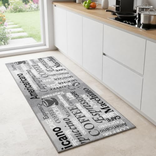 Floordirekt Teppichläufer 80 x 300 cm, Coffee Grau | maßgefertigter Feinschlingen Teppich Läufer für Küche, Flur & Wohnraum
