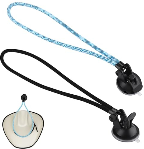 Nexlynk 2 Pack Car Hat Holder, Cowboy Hat Holder for Cars and Trucks | No Tools Suction Cup Dash Windshield Mount, Universal Hat Rack Accessory for Cowboy Hats Caps Storage, Black and Blue