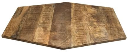 Amago home Sechseckige Tischplatte Holzplatte Mango-Altholz 74x56 u. 56x47cm – recycelt & charakterstark