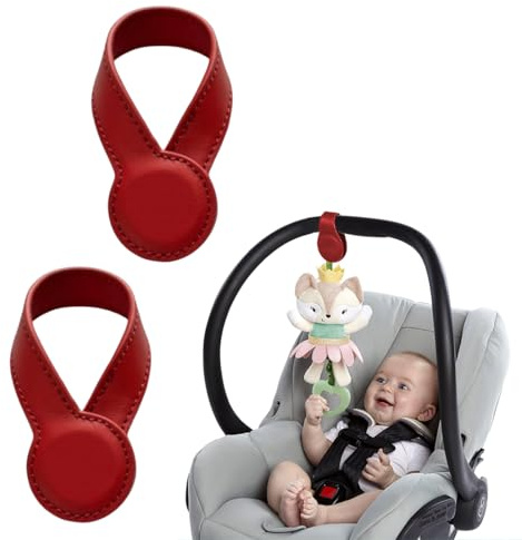 AEIXYA 2Er Set Magnetclips Kinderwagen,Zum Befestigen Von Mulltüchern Kinderwagen Spielzeug,Starker Halt Ohne Haken Oder Klettverschluss (Rot)