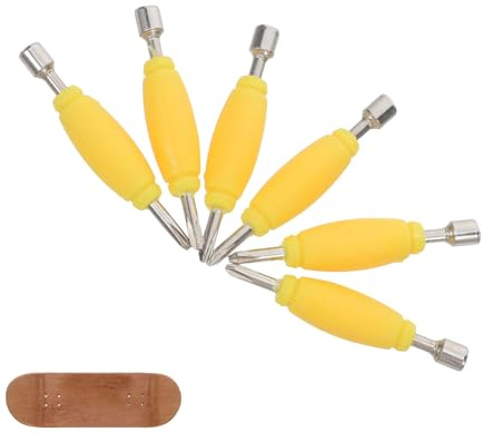 Destornillador de Doble Cabeza para Fingerboard, 6 Piezas | Punta de Dedo, Herramienta de Precisión para Reparaciones, Estuche de Transporte Incluido, Amarillo