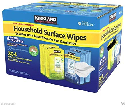 Kirkland 3 Jumbo Household Surface Cleans and Disinfects Wipes - Wipes Out 99.9% Germs / Bacteria