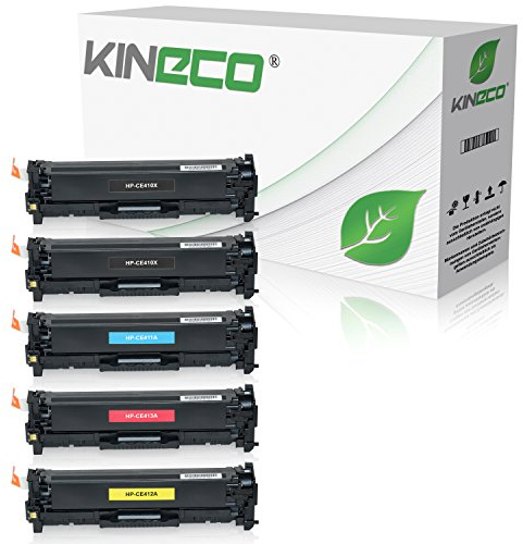Kineco 5 Toner kompatibel mit HP CE410X CE411A CE412A CE413A Laserjet Pro 300 Color M351a, MFP M375nw, Laserjet Pro 400 Color M451dn dw nw - 305A/X - Schwarz je 4.000 Seiten, Color je 2.600 Seiten