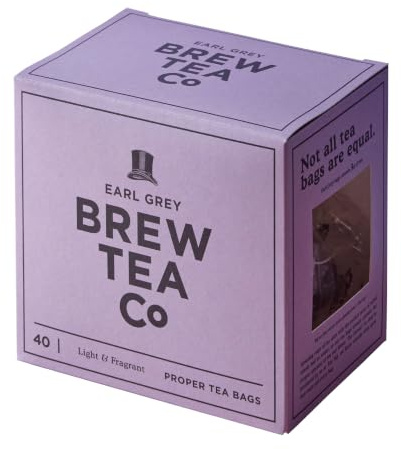 Brew Tea Co - Earl Grey Loose Leaf Tea (40 Tea Bags (Pack of 1), Proper Tea Bags)