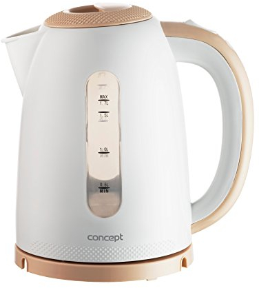 CONCEPT Marche/arrêt automatique|Couvercle bouton poussoir électroménager RK2331 Bouilloire Orange 1,7 L, Beige 2200 W