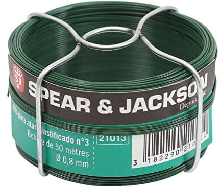 Spear & Jackson Alambre de Hierro plastificado Verde n.º 3 50 m