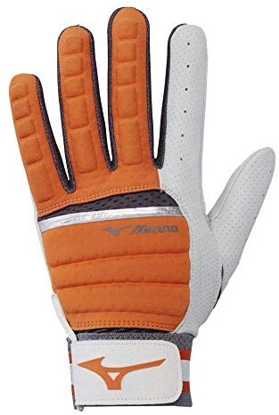Mizuno B-130 Baseball-Schlaghandschuh für Erwachsene, Orange-Anthrazit, Größe XL