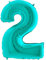 Ballonim Zahlenballon 0-9 100 cm Tiffany blau türkis Mint Luftballon Zahlen Helium Luftballons XXL (Zahl 2)