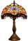 GDLight Tiffany Style Tischlampe Vintage Barock Design Glasmalerei Nachttischlampe mit Aluminiumfuß für Schlafzimmer Wohnzimmer Kaffee, 30cm