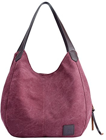 PB-SOAR Damen Mädchen Modern Canvas Shopper Schultertasche Handtasche Henkeltasche Hobo Bag Beuteltasche (Fuchsie)