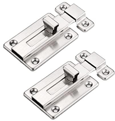 Door Bolts Locks, 2 Pieces Stainless Steel Slide Locks, Small Sliding Latch Locks with Screws for Shed Gate Cabinet Internal Door, 3 inch